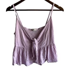 Women's Pacsun LA Hearts Pastel Purple Polka Dot Knot Tie Tank Top